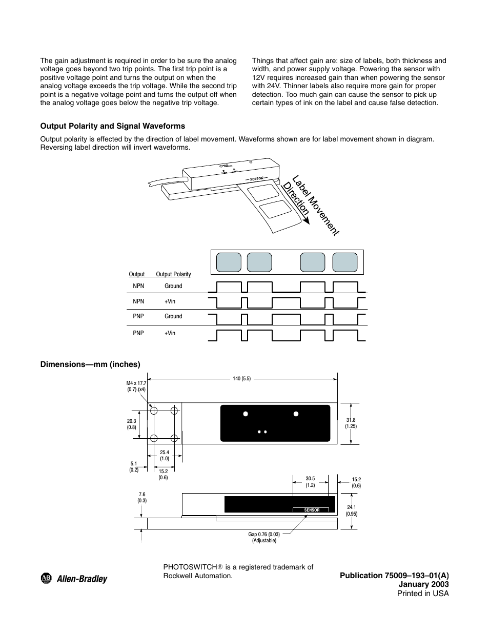 Rockwell Automation 45LFM Capacitive Label Sensor User Manual | Page 4 / 4