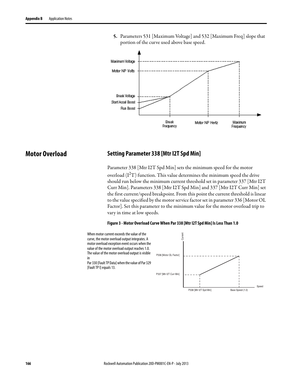 Motor overload, Setting parameter 338 [mtr i2t spd min | Rockwell Automation 20D PowerFlex 700S AC Drives with Phase II Control Programming Manual User Manual | Page 166 / 214
