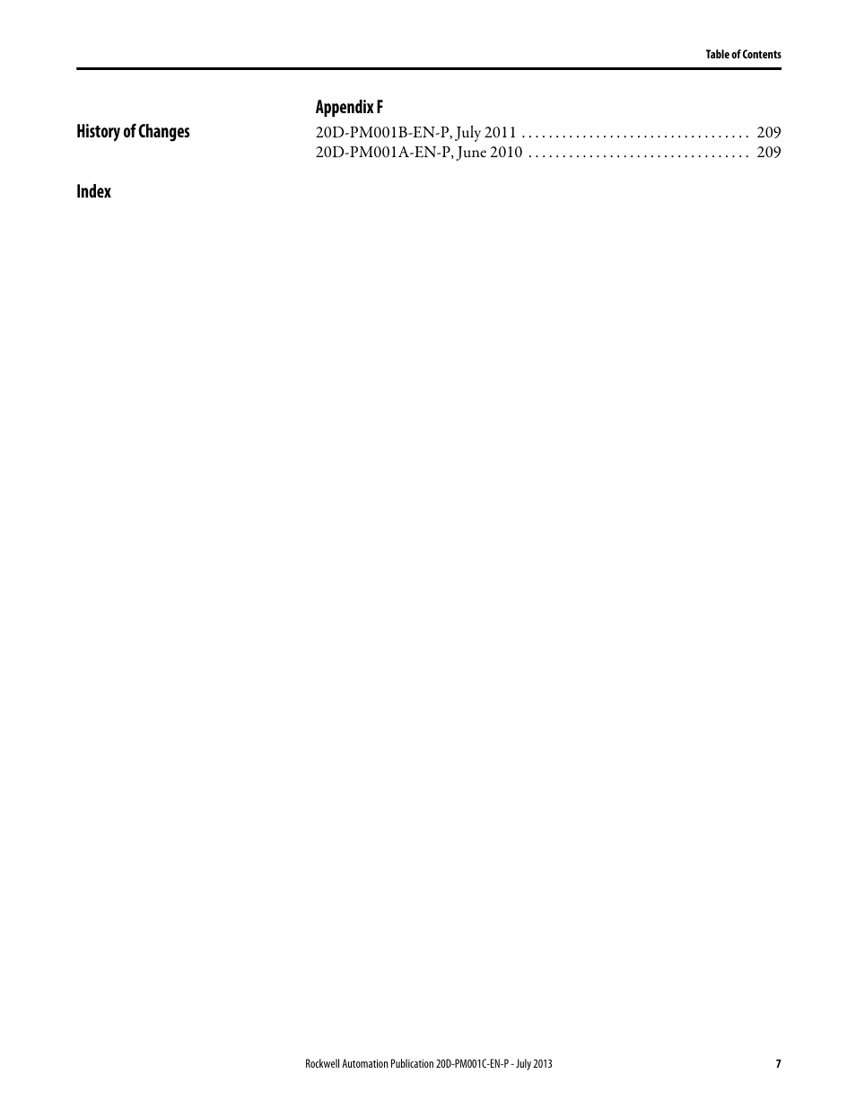 Rockwell Automation 20D PowerFlex 700S AC Drives with Phase II Control Programming Manual User Manual | Page 7 / 214