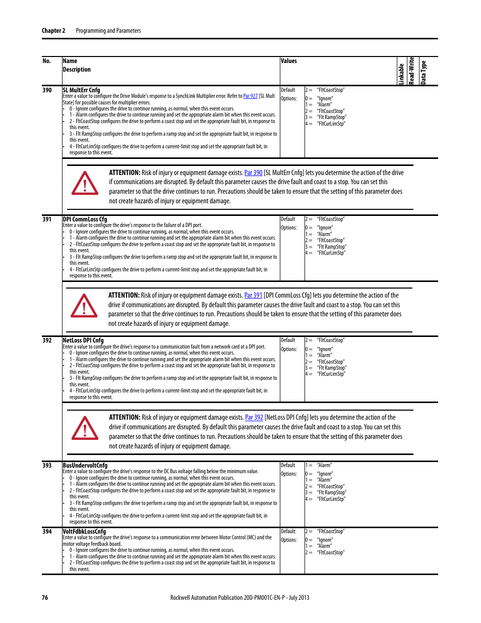 Rockwell Automation 20D PowerFlex 700S AC Drives with Phase II Control Programming Manual User Manual | Page 76 / 214