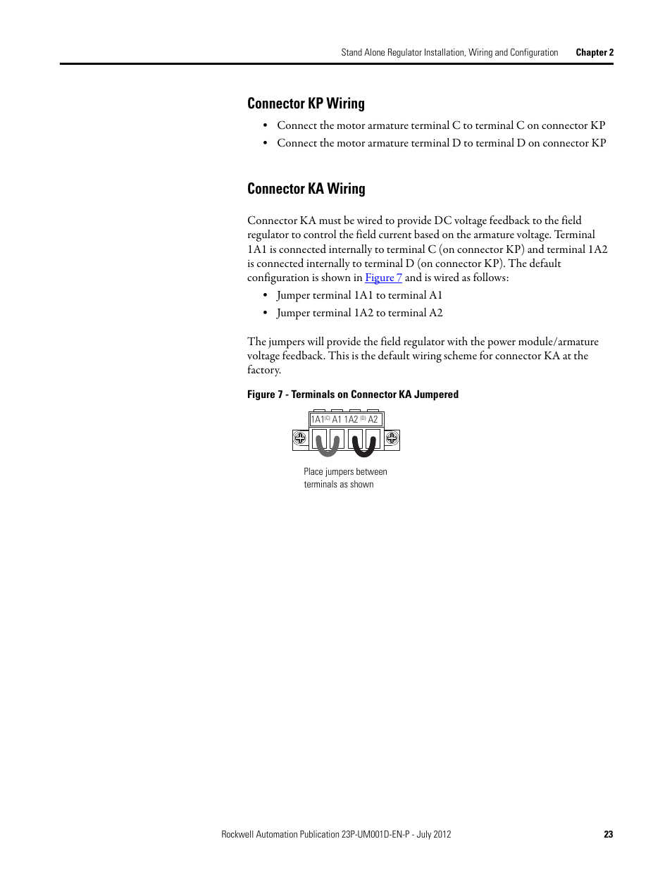 Connector kp wiring, Connector ka wiring | Rockwell Automation 23P PowerFlex DC Stand Alone Regulator and Gate Amplifier User Manual | Page 23 / 90