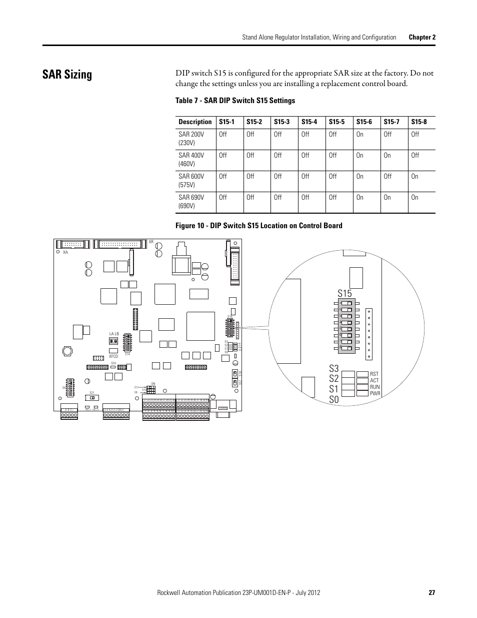 Sar sizing | Rockwell Automation 23P PowerFlex DC Stand Alone Regulator and Gate Amplifier User Manual | Page 27 / 90