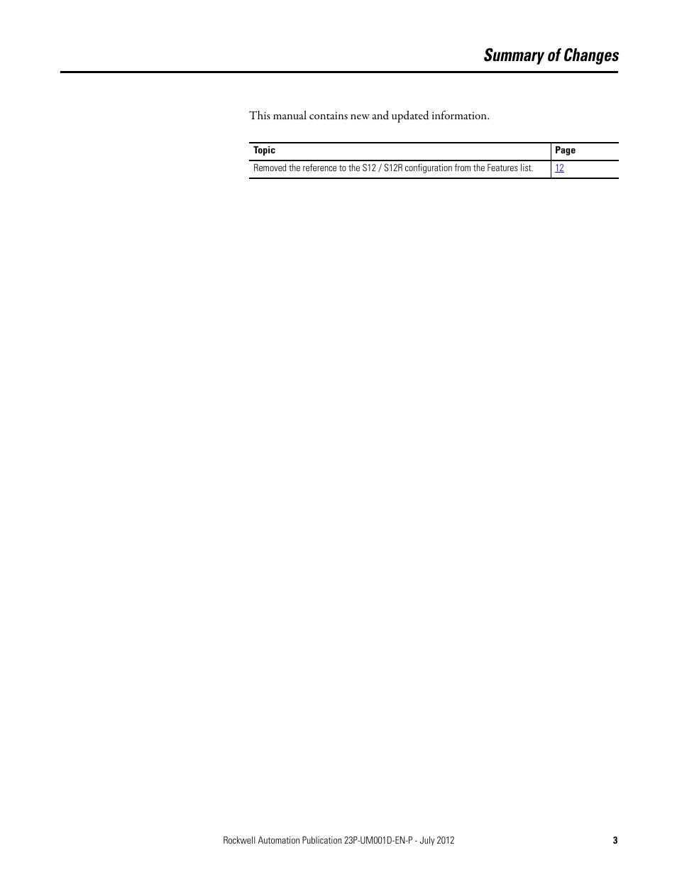 Summary of changes | Rockwell Automation 23P PowerFlex DC Stand Alone Regulator and Gate Amplifier User Manual | Page 3 / 90