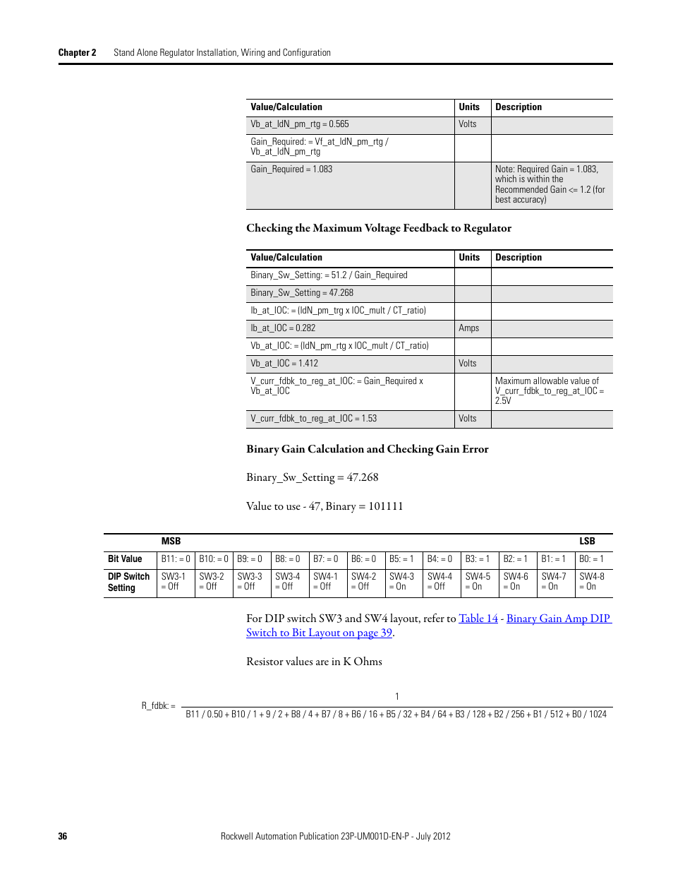 Rockwell Automation 23P PowerFlex DC Stand Alone Regulator and Gate Amplifier User Manual | Page 36 / 90