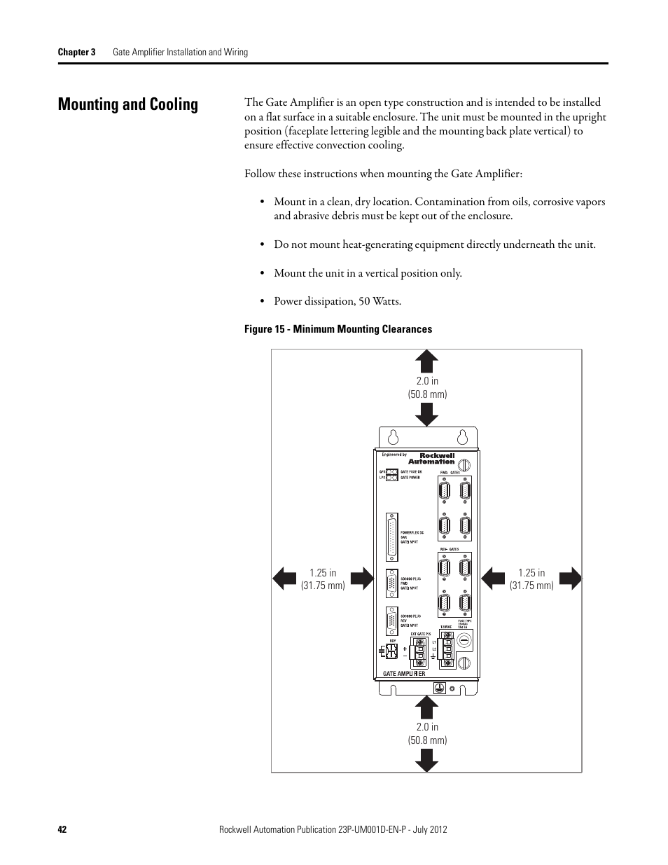 Mounting and cooling | Rockwell Automation 23P PowerFlex DC Stand Alone Regulator and Gate Amplifier User Manual | Page 42 / 90