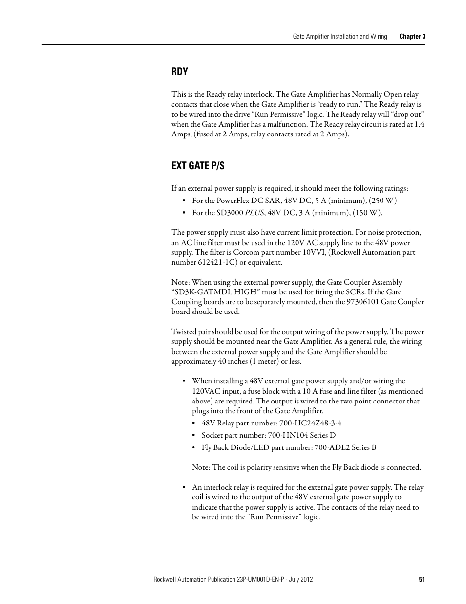 Ext gate p/s, Ext gate | Rockwell Automation 23P PowerFlex DC Stand Alone Regulator and Gate Amplifier User Manual | Page 51 / 90