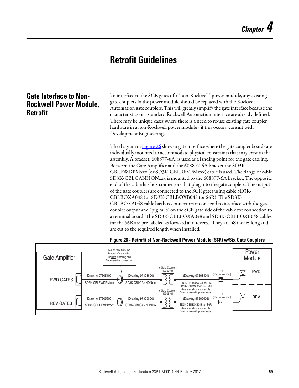 4 - retrofit guidelines, Chapter 4, Retrofit guidelines | Chapter, Gate amplifier, Power module | Rockwell Automation 23P PowerFlex DC Stand Alone Regulator and Gate Amplifier User Manual | Page 59 / 90