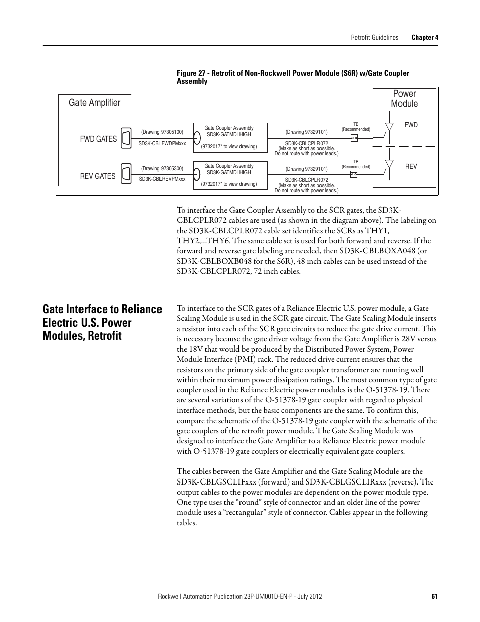 Gate amplifier, Power module | Rockwell Automation 23P PowerFlex DC Stand Alone Regulator and Gate Amplifier User Manual | Page 61 / 90