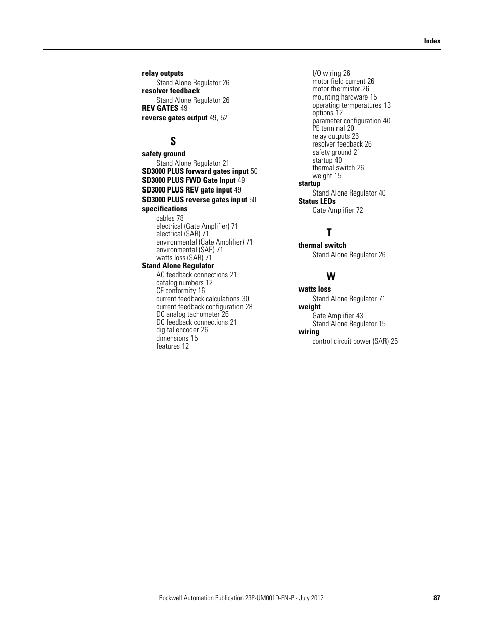Rockwell Automation 23P PowerFlex DC Stand Alone Regulator and Gate Amplifier User Manual | Page 87 / 90