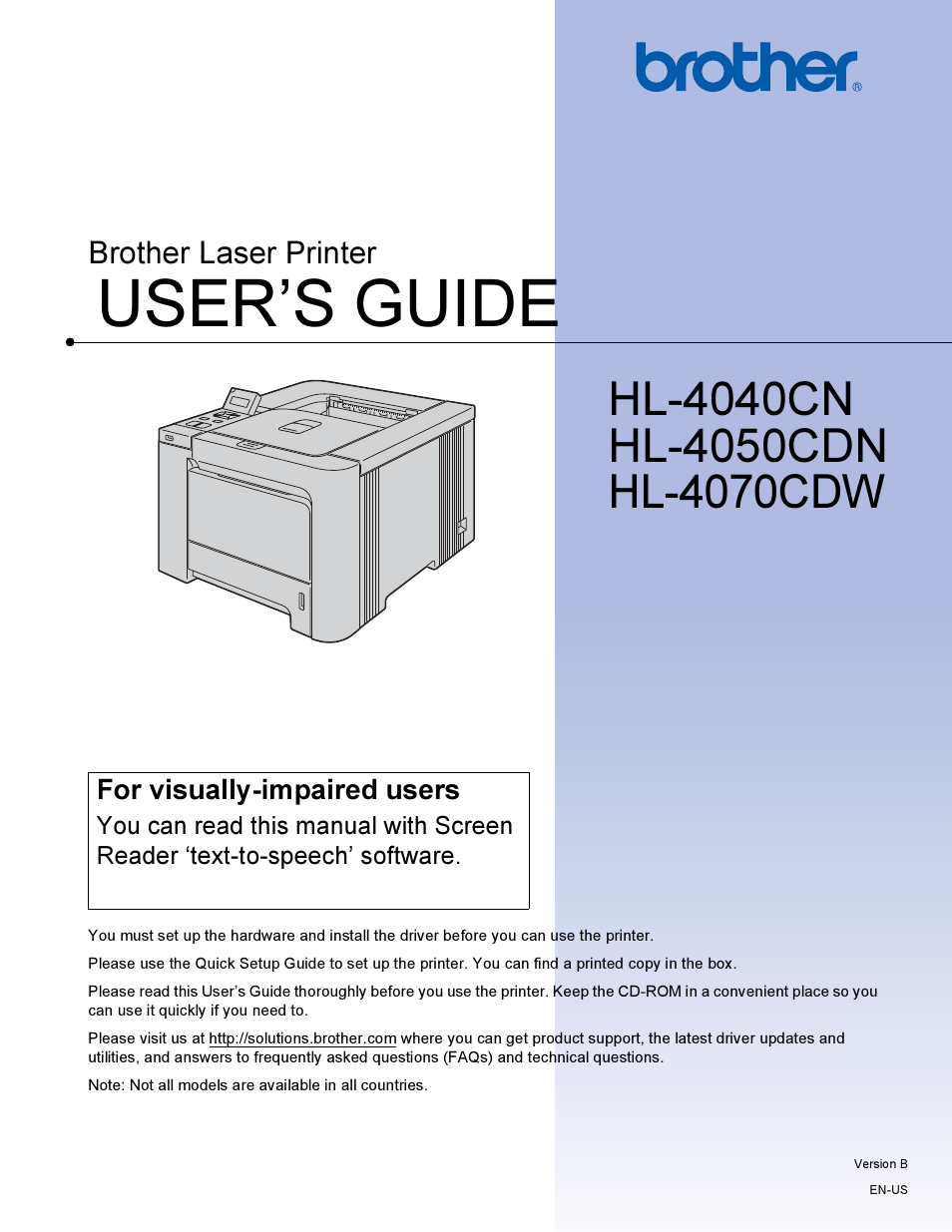 Brother HL-4050CDN  EN User Manual | 211 pages