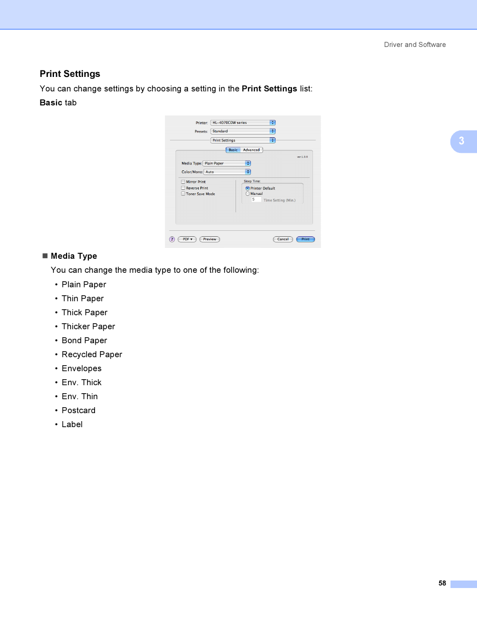 Print settings | Brother HL-4050CDN  EN User Manual | Page 67 / 211