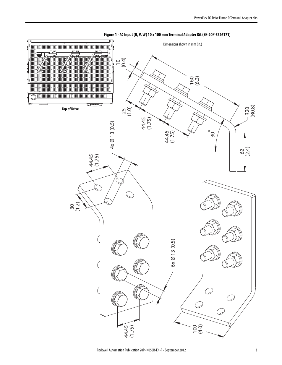 Rockwell Automation 20P PowerFlex DC Drive - Frame D Terminal Adapter Kits User Manual | Page 3 / 6