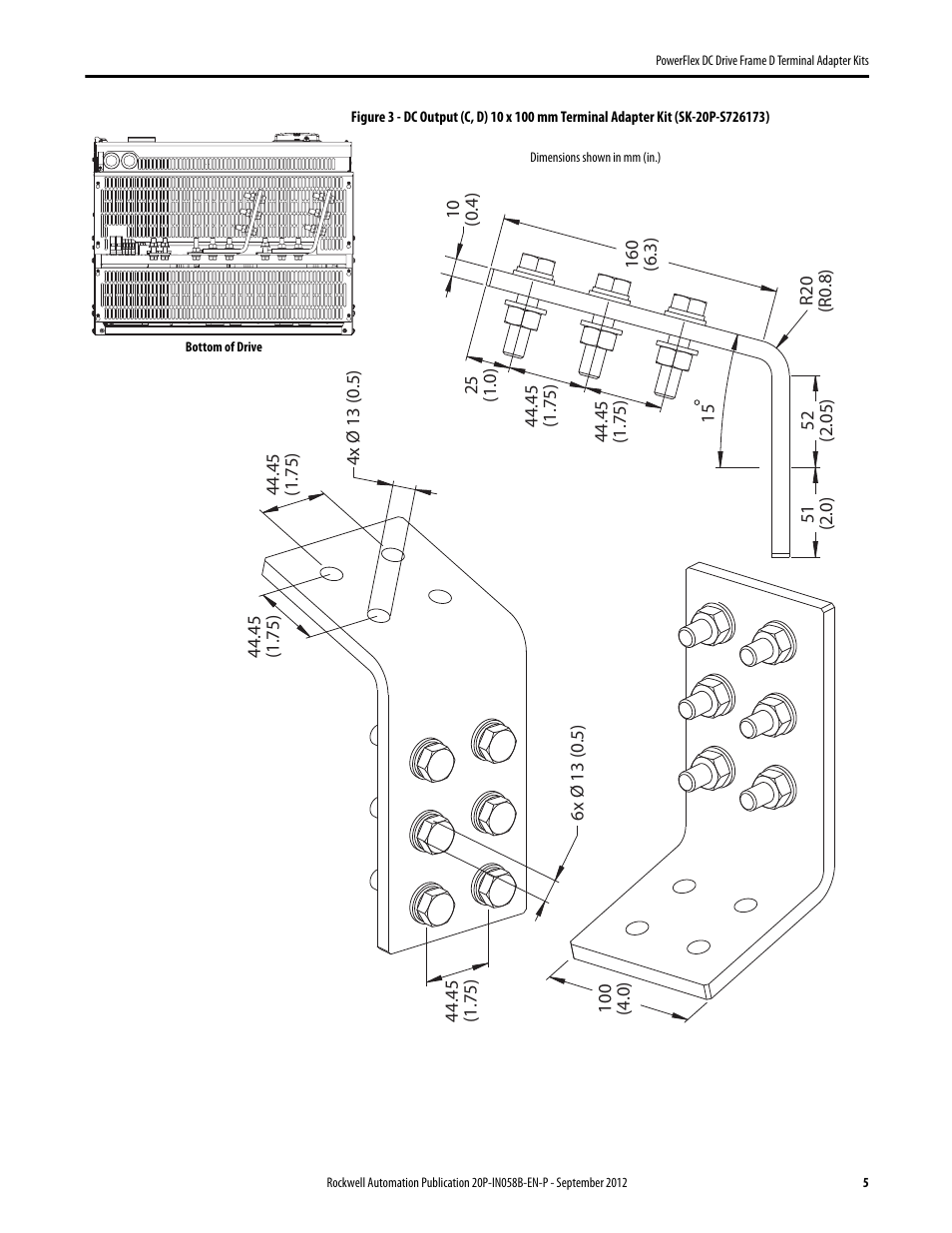 Rockwell Automation 20P PowerFlex DC Drive - Frame D Terminal Adapter Kits User Manual | Page 5 / 6