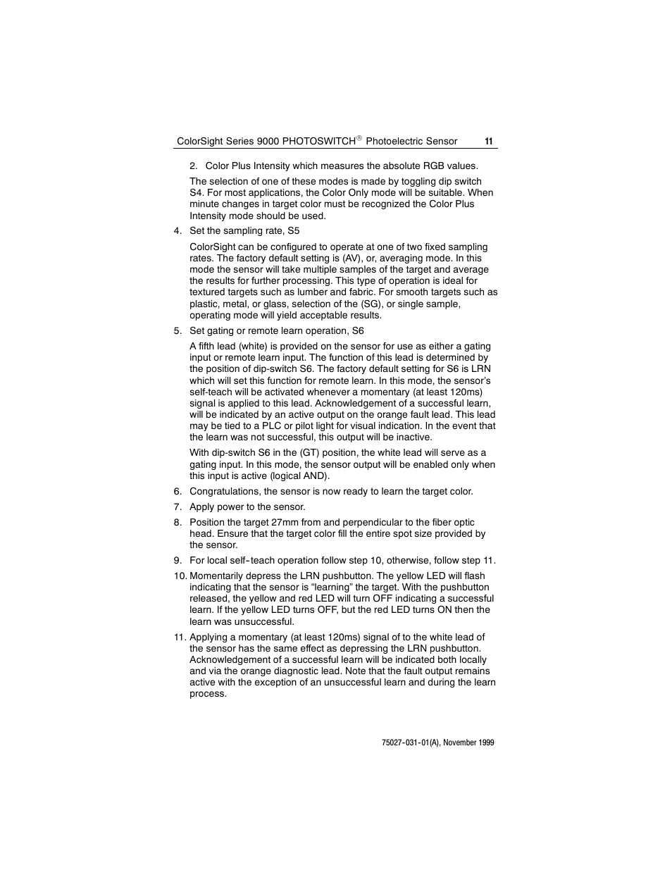 Rockwell Automation 42QA ColorSight Series 9000 Photoelectric Sensors User Manual | Page 11 / 16