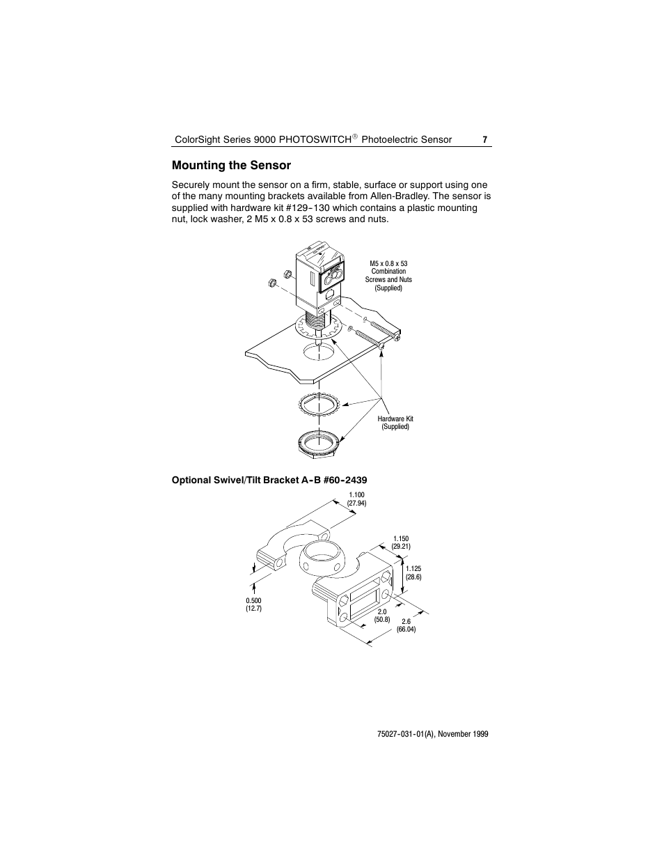 Mounting the sensor | Rockwell Automation 42QA ColorSight Series 9000 Photoelectric Sensors User Manual | Page 7 / 16