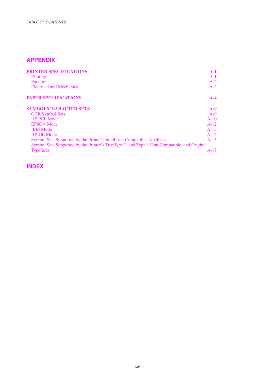 Appendix, Index | Brother HL-2600CN Series User Manual | Page 10 / 225