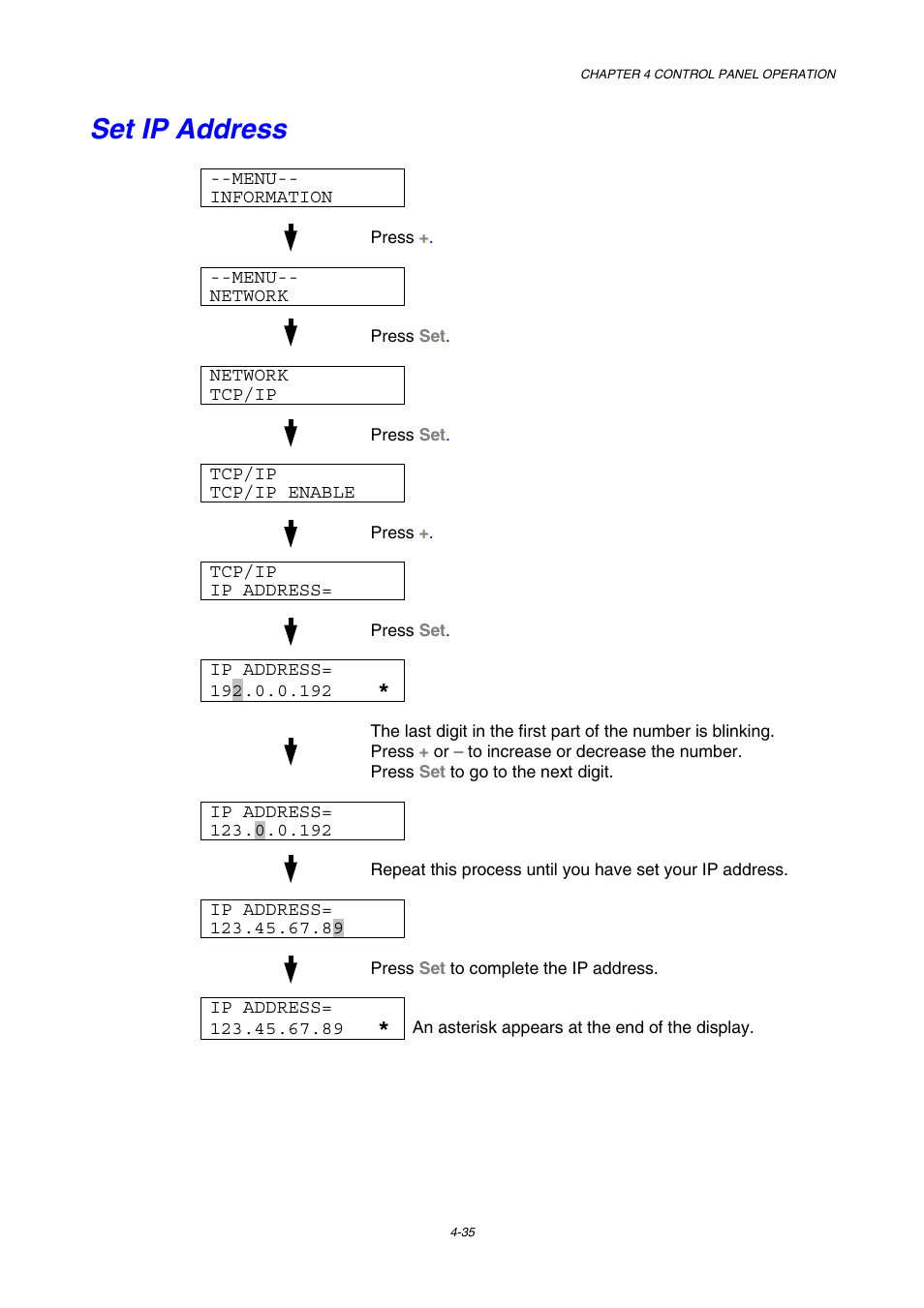 Set ip address | Brother HL-2600CN Series User Manual | Page 104 / 225