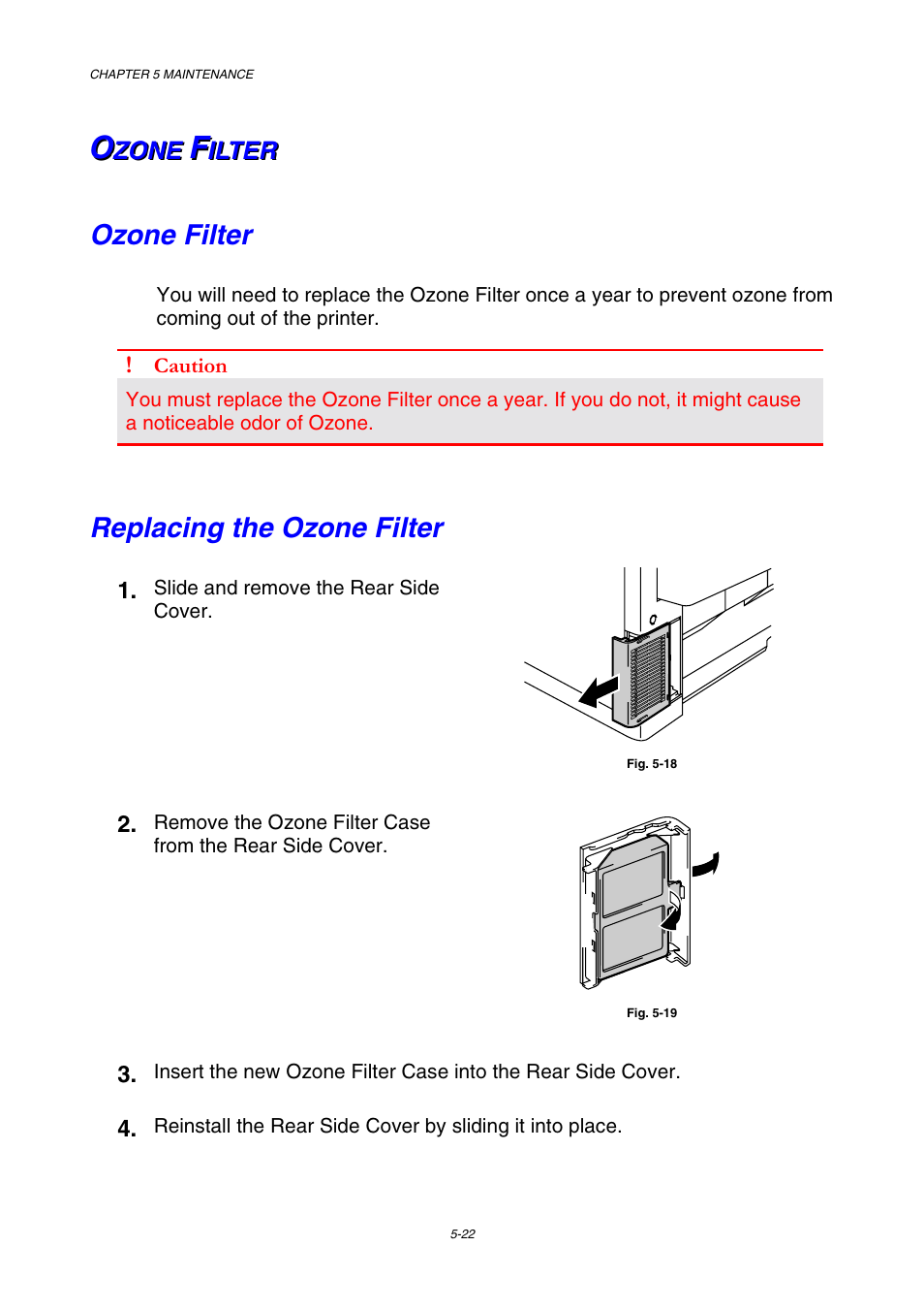 Ozone filter, Replacing the ozone filter | Brother HL-2600CN Series User Manual | Page 134 / 225