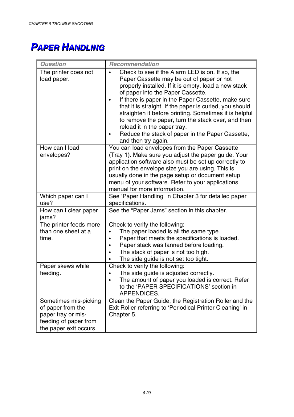 Paper handling | Brother HL-2600CN Series User Manual | Page 198 / 225