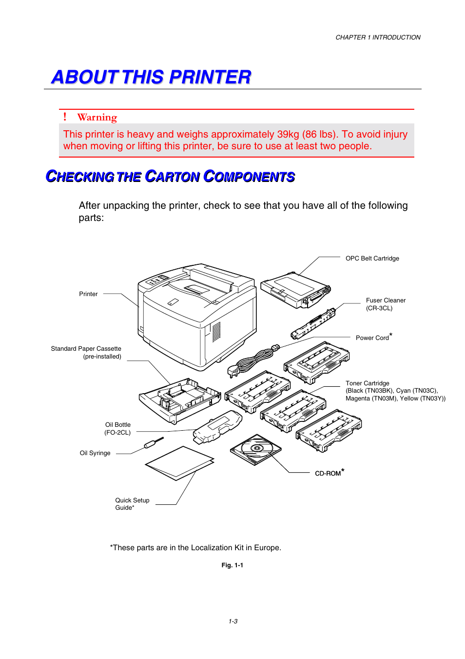 About this printer, Checking the carton components | Brother HL-2600CN Series User Manual | Page 20 / 225