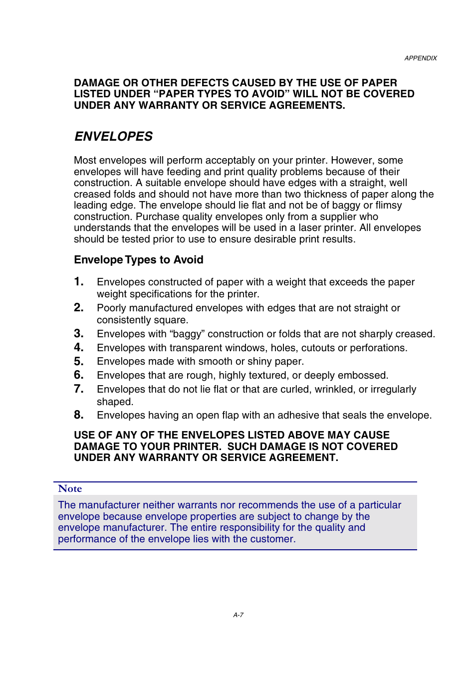 Envelopes | Brother HL-2600CN Series User Manual | Page 212 / 225