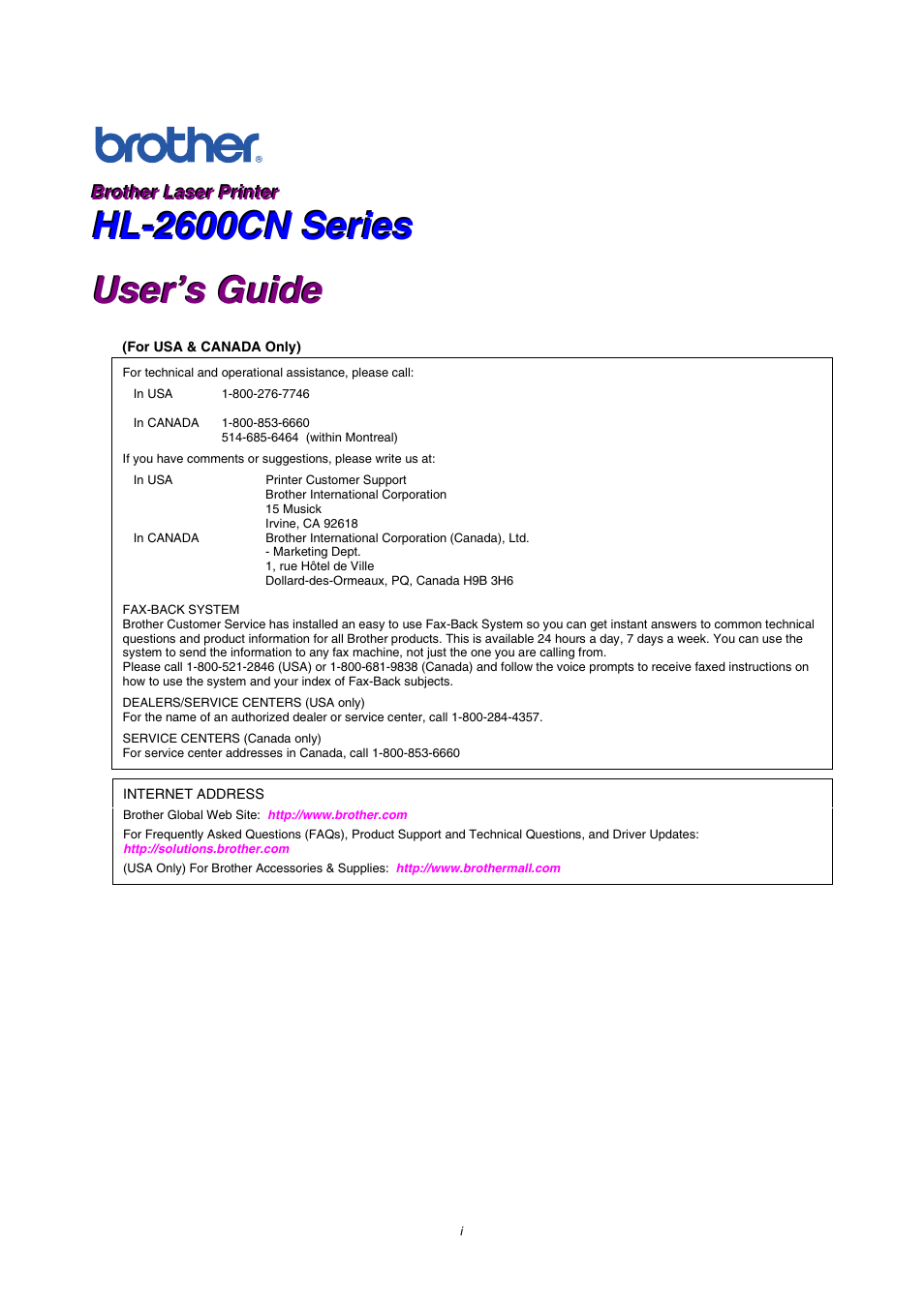 Brother HL-2600CN Series User Manual | Page 3 / 225