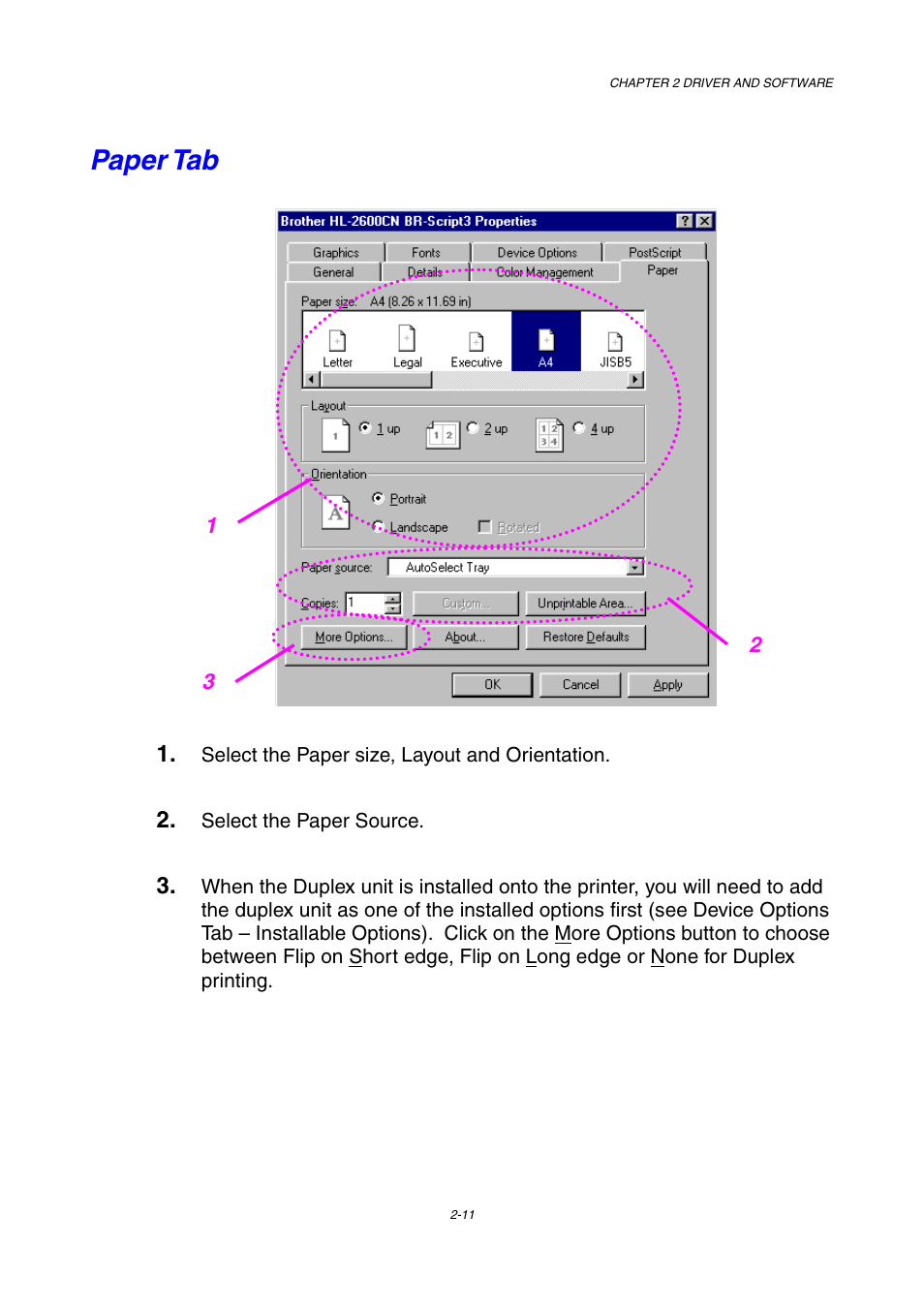 Paper tab | Brother HL-2600CN Series User Manual | Page 44 / 225