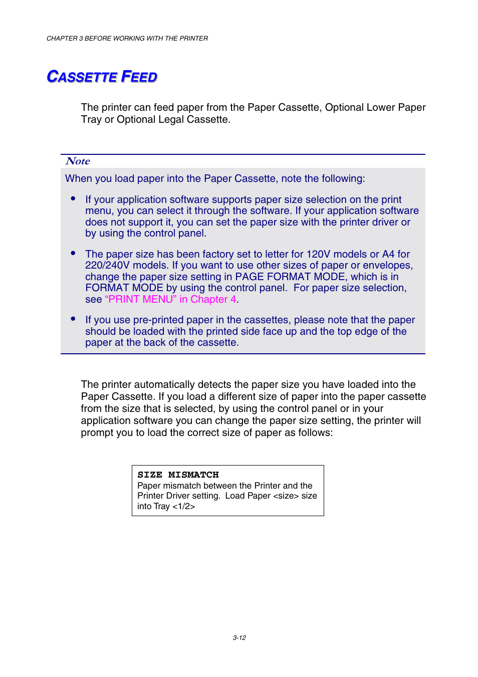 Cassette feed | Brother HL-2600CN Series User Manual | Page 67 / 225