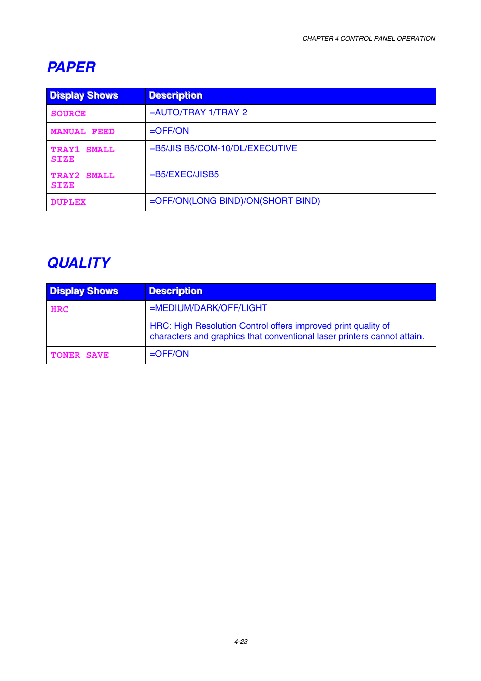 Paper, Quality, N, see | Brother HL-2600CN Series User Manual | Page 92 / 225