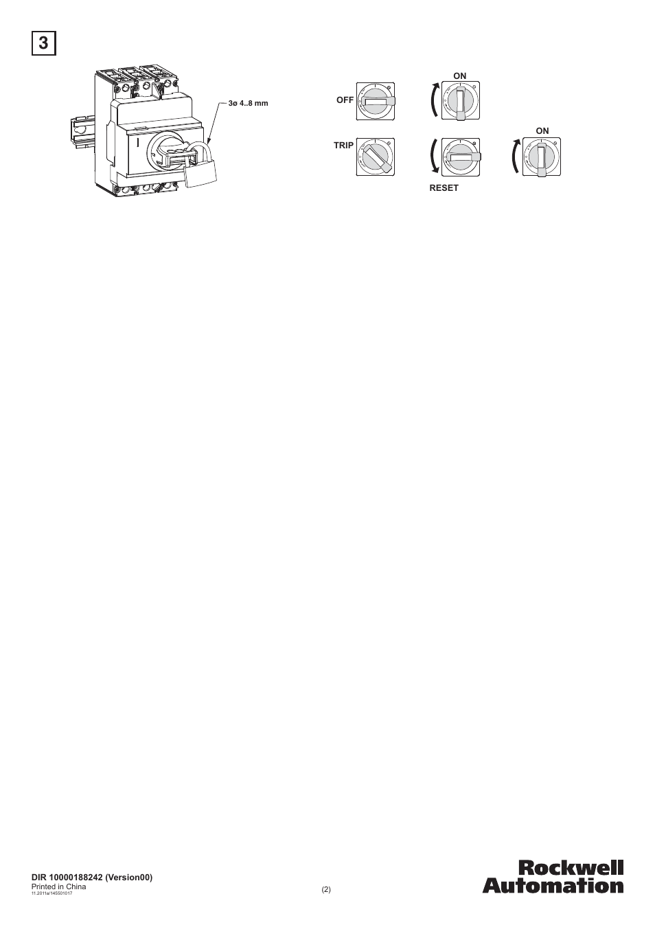 3ø 4 mm (2), Printed in china | Rockwell Automation 140EX-HE-RCB Rotary Operating Mechanism User Manual | Page 2 / 2