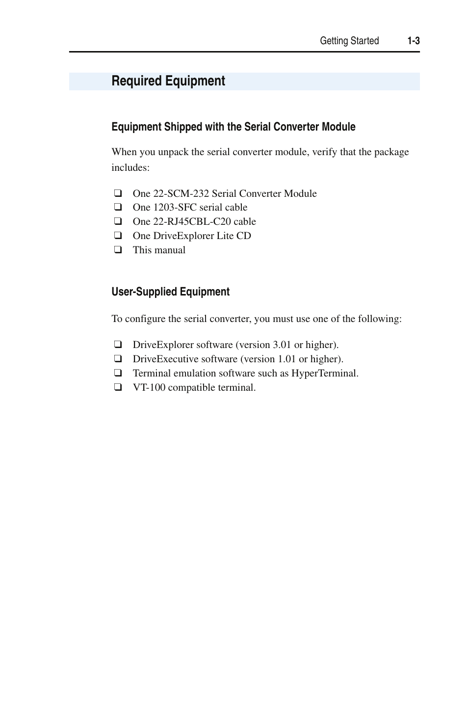 Required equipment | Rockwell Automation 22-SCM-232 Serial Converter Module User Manual | Page 11 / 104