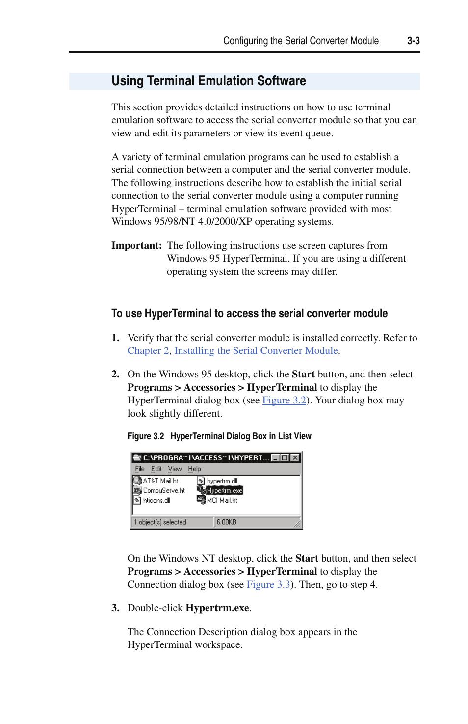 Using terminal emulation software | Rockwell Automation 22-SCM-232 Serial Converter Module User Manual | Page 21 / 104