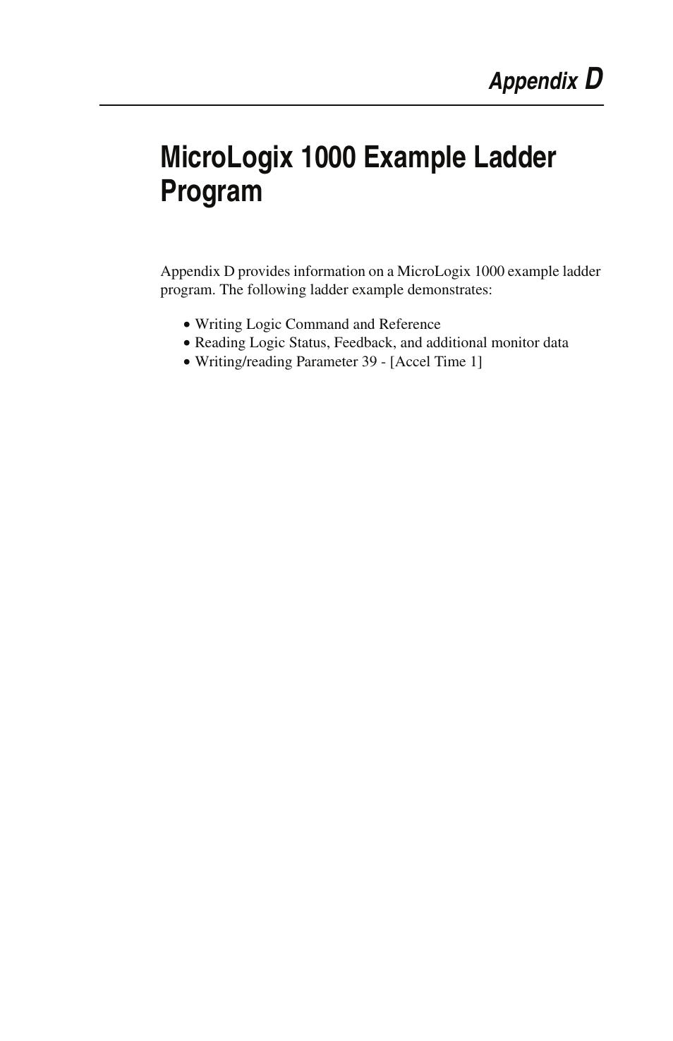 Dmicrologix 1000 example ladder program, Appendix | Rockwell Automation 22-SCM-232 Serial Converter Module User Manual | Page 51 / 104