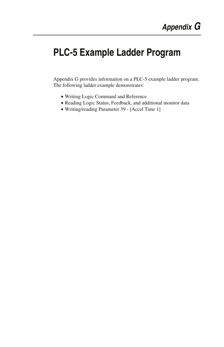 Gplc-5 example ladder program, Appendix | Rockwell Automation 22-SCM-232 Serial Converter Module User Manual | Page 77 / 104