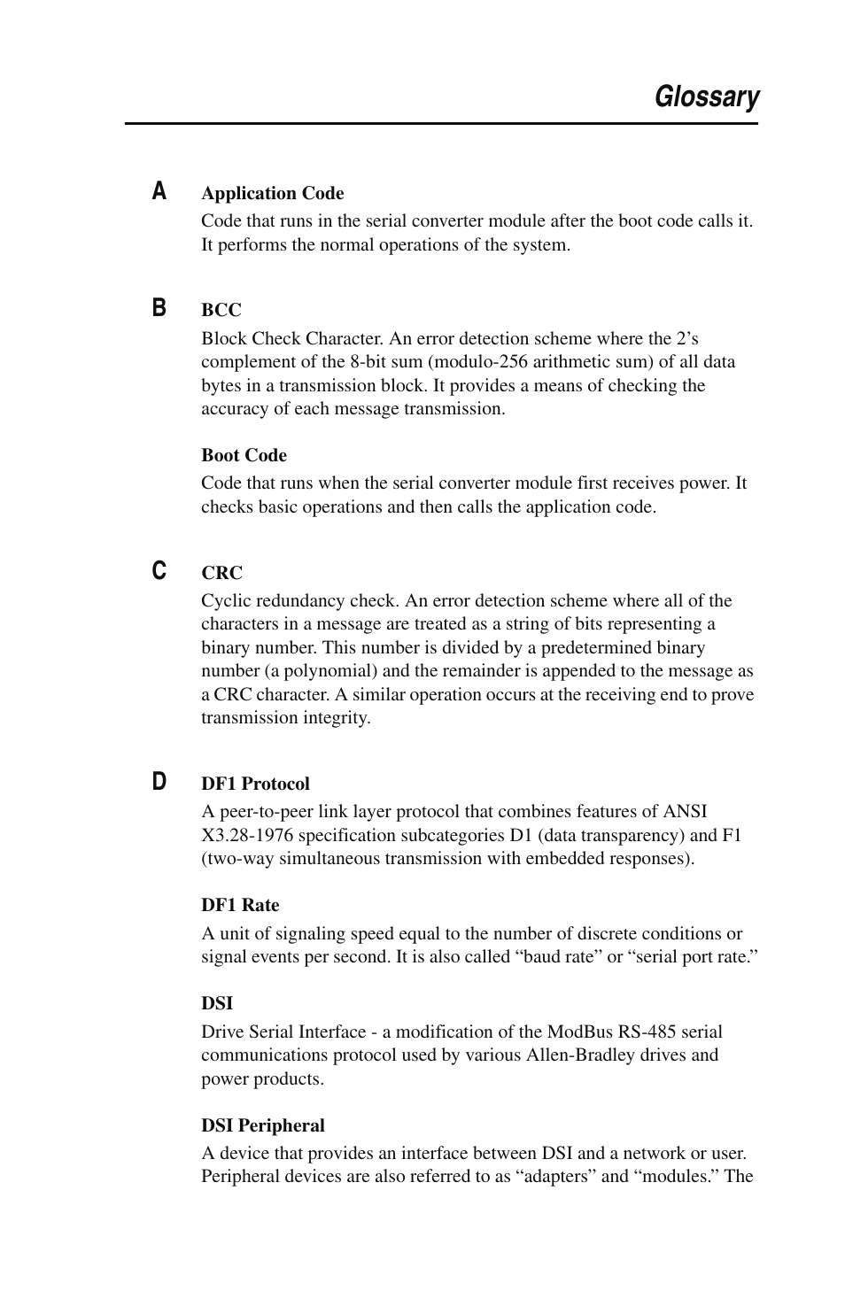 Glossary | Rockwell Automation 22-SCM-232 Serial Converter Module User Manual | Page 95 / 104