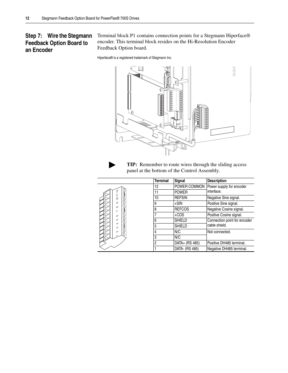 Wire the stegmann feedback option board to an, Ep 7, Wire the stegmann feedback option | Rockwell Automation 20D Stegmann Feedback Option Board for PowerFlex 700S Drives User Manual | Page 12 / 20