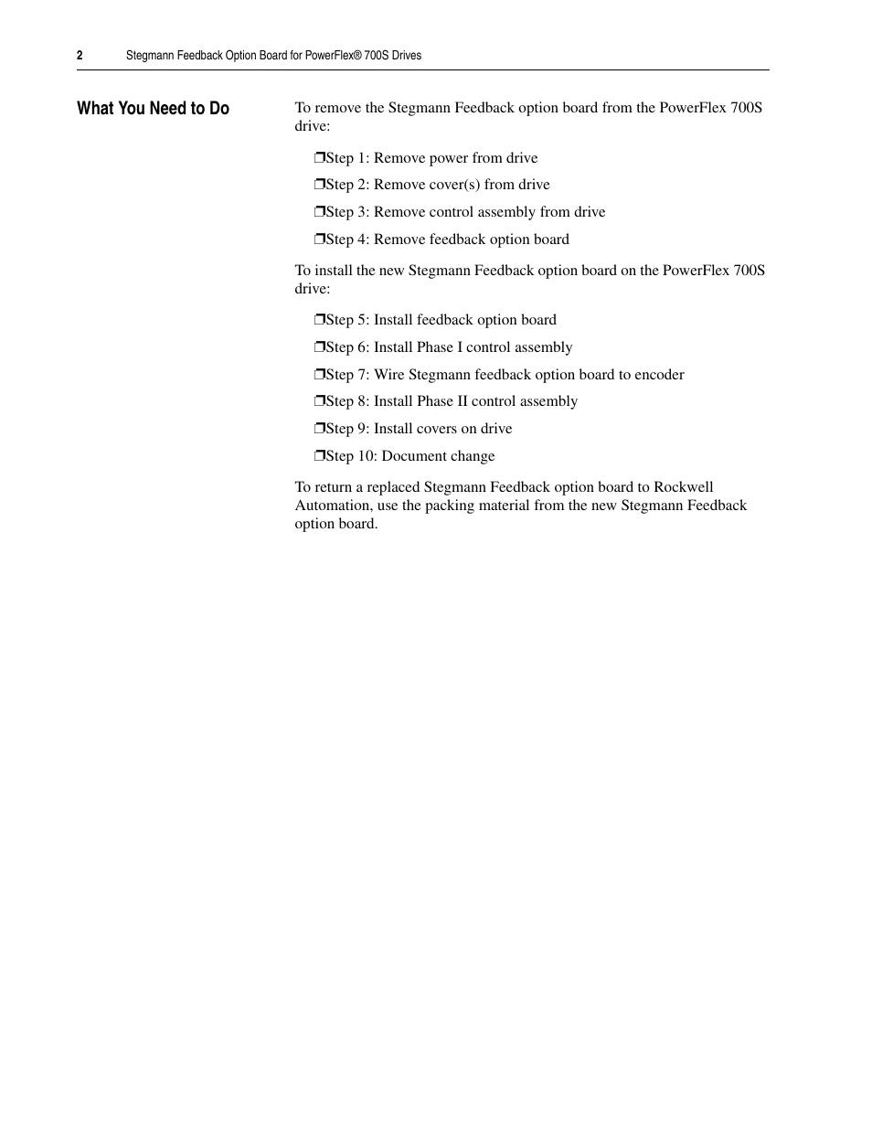 What you need to do | Rockwell Automation 20D Stegmann Feedback Option Board for PowerFlex 700S Drives User Manual | Page 2 / 20