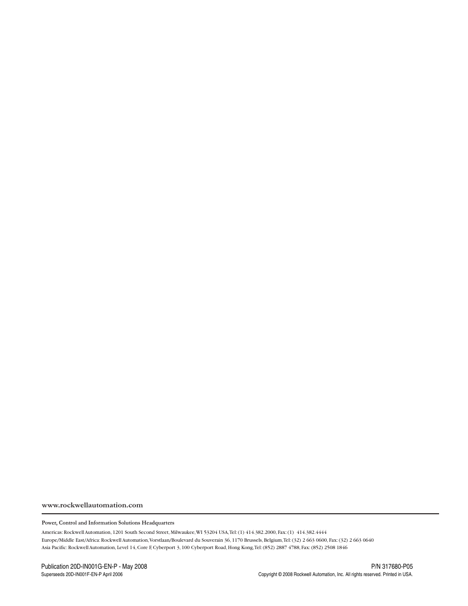 Pub. no. - date | Rockwell Automation 20D Stegmann Feedback Option Board for PowerFlex 700S Drives User Manual | Page 20 / 20