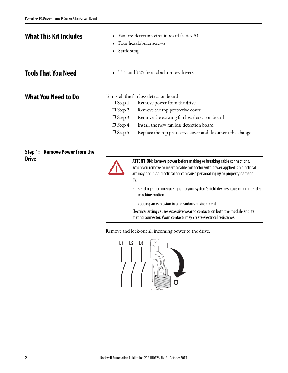 What this kit includes, Tools that you need, What you need to do | Rockwell Automation 20P PowerFlex DC Drive - Frame D, Series A Fan Circuit Board User Manual | Page 2 / 4