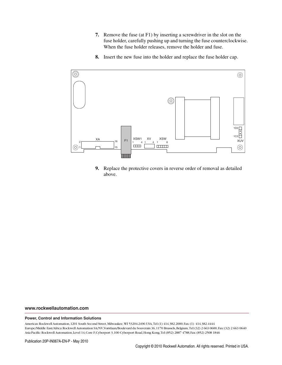 Publication 20p-in067a-en-p | Rockwell Automation 20P PowerFlex DC Drive - Frame D Switching Power Supply Fuse Replacement User Manual | Page 4 / 4
