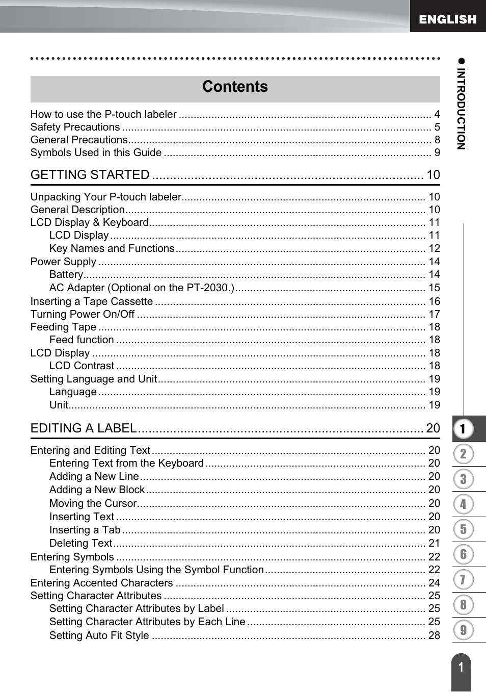 Brother P-TOUCH PT-2030 User Manual | Page 7 / 68