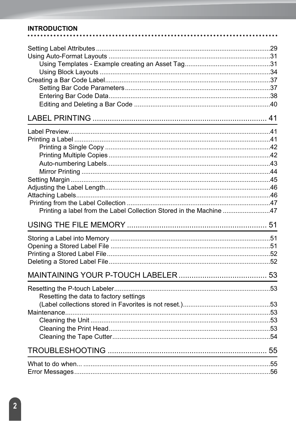 Brother P-TOUCH PT-2030 User Manual | Page 8 / 68