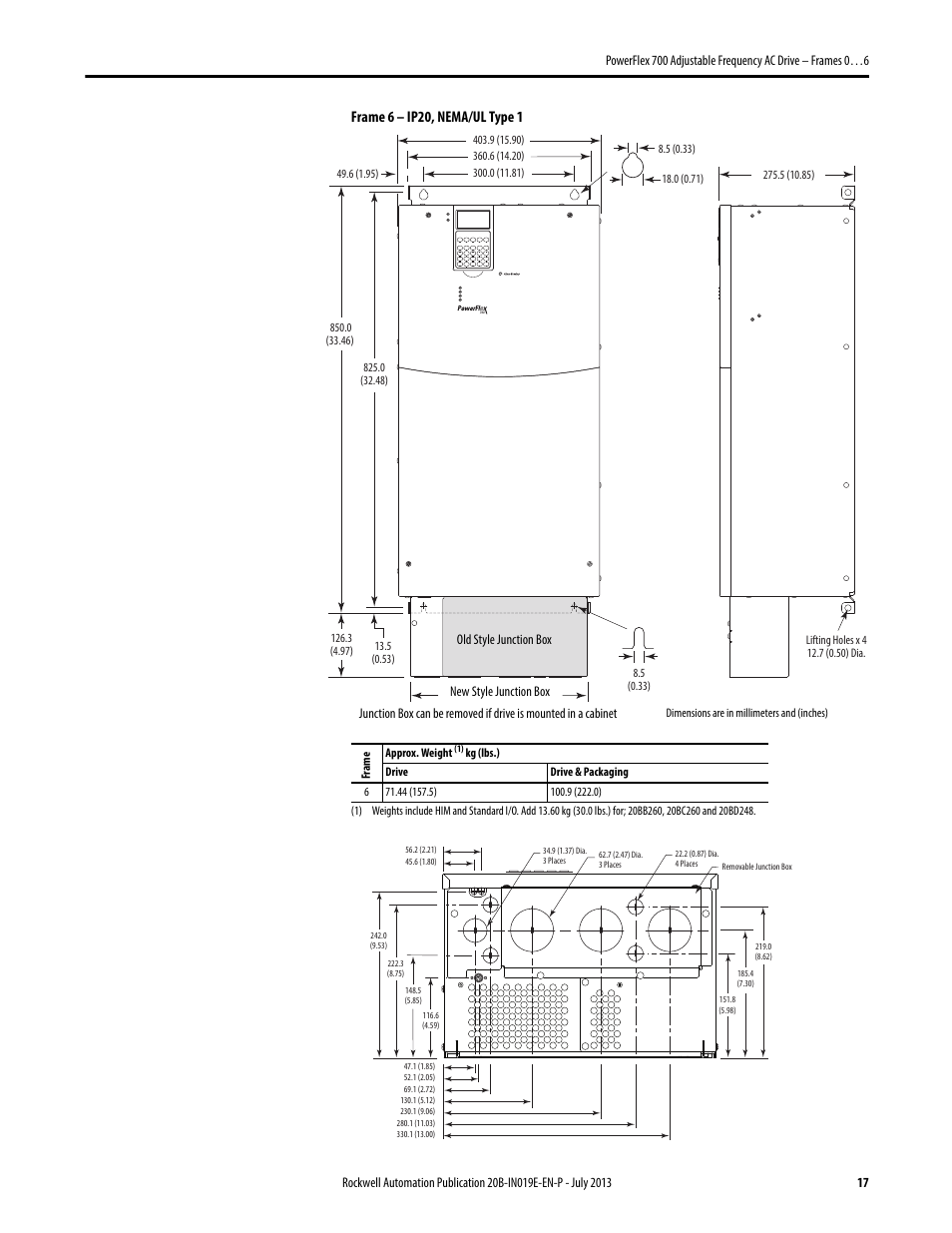 Frame 6 – ip20, nema/ul type 1 | Rockwell Automation 20B PowerFlex 700 Installation Instructions - Frames 0…6 User Manual | Page 17 / 78