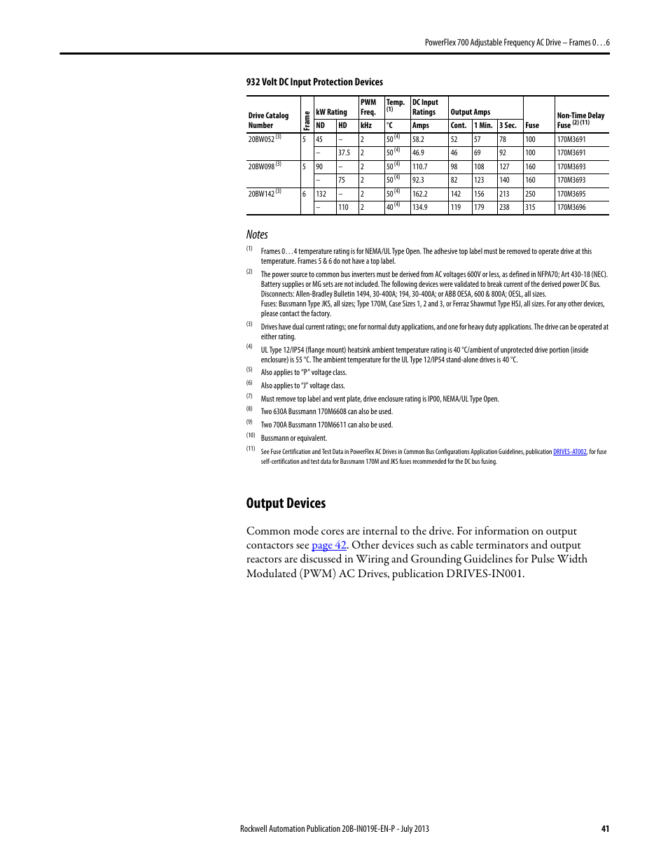 Output devices | Rockwell Automation 20B PowerFlex 700 Installation Instructions - Frames 0…6 User Manual | Page 41 / 78
