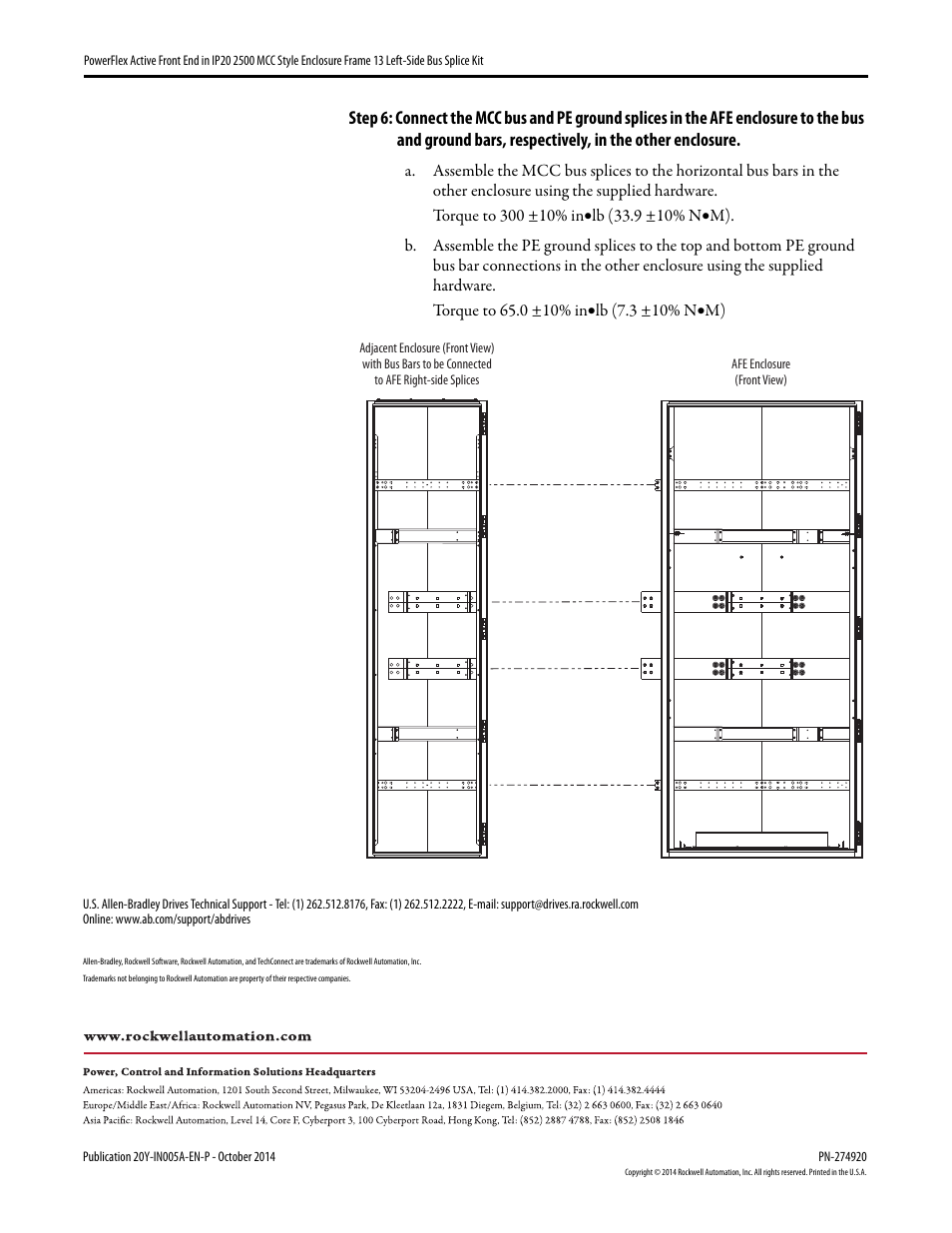 Rockwell Automation 20Y PowerFlex Active Front End in IP20 2500 Encl. Fr. 13 Left-Side Bus Splice Kit User Manual | Page 6 / 6