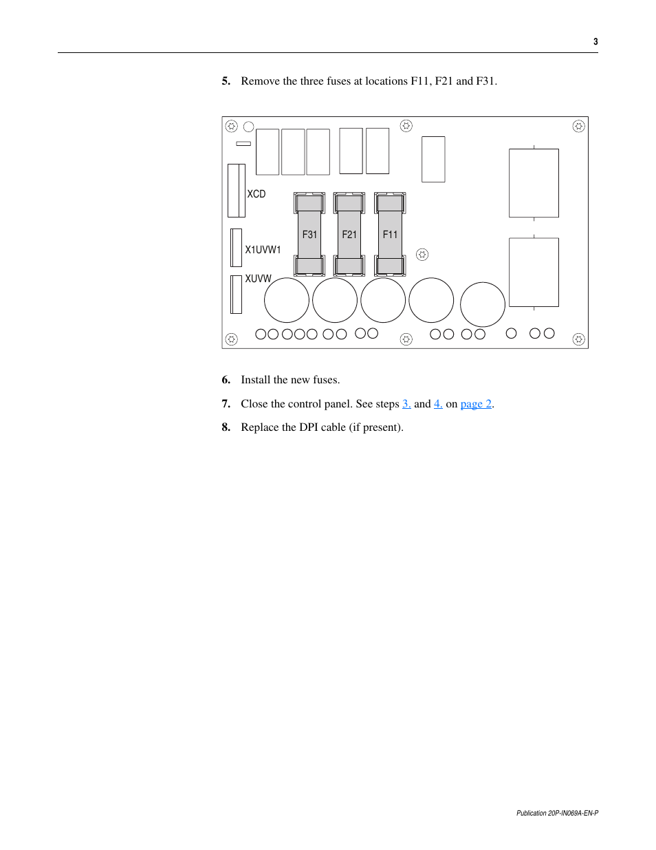 Rockwell Automation 20P PowerFlex DC Drive - Frame D Overvoltage Clipping Board Fuse Replacement User Manual | Page 3 / 4