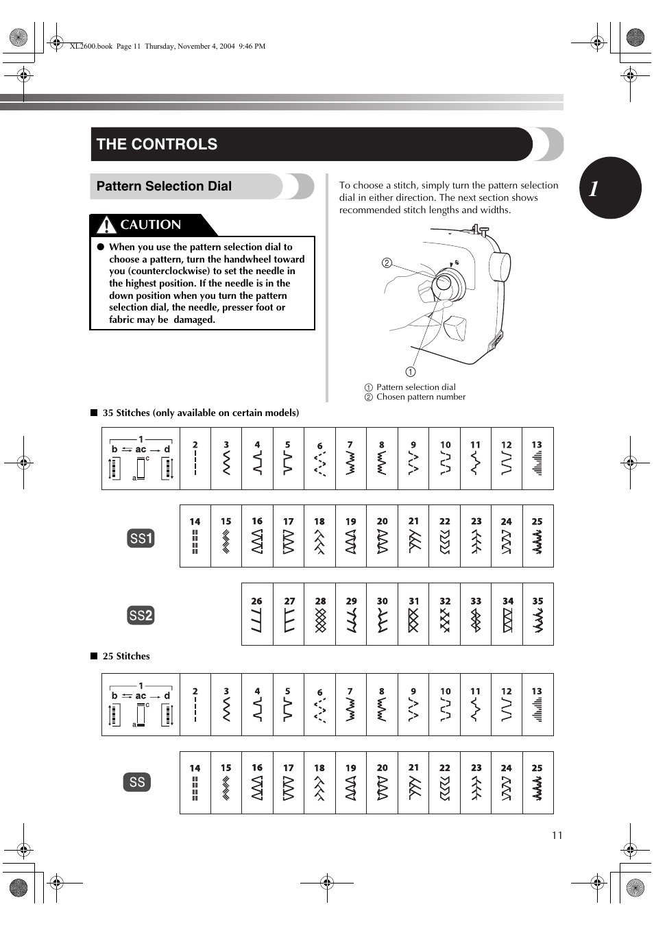 The controls | Brother XL-3500 User Manual | Page 13 / 51