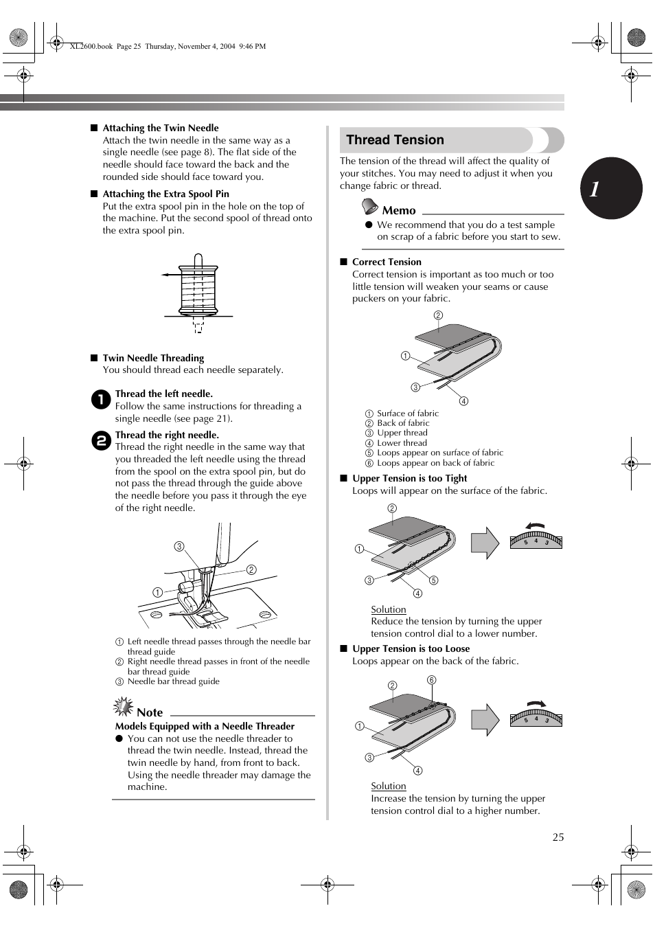 Thread tension | Brother XL-3500 User Manual | Page 27 / 51