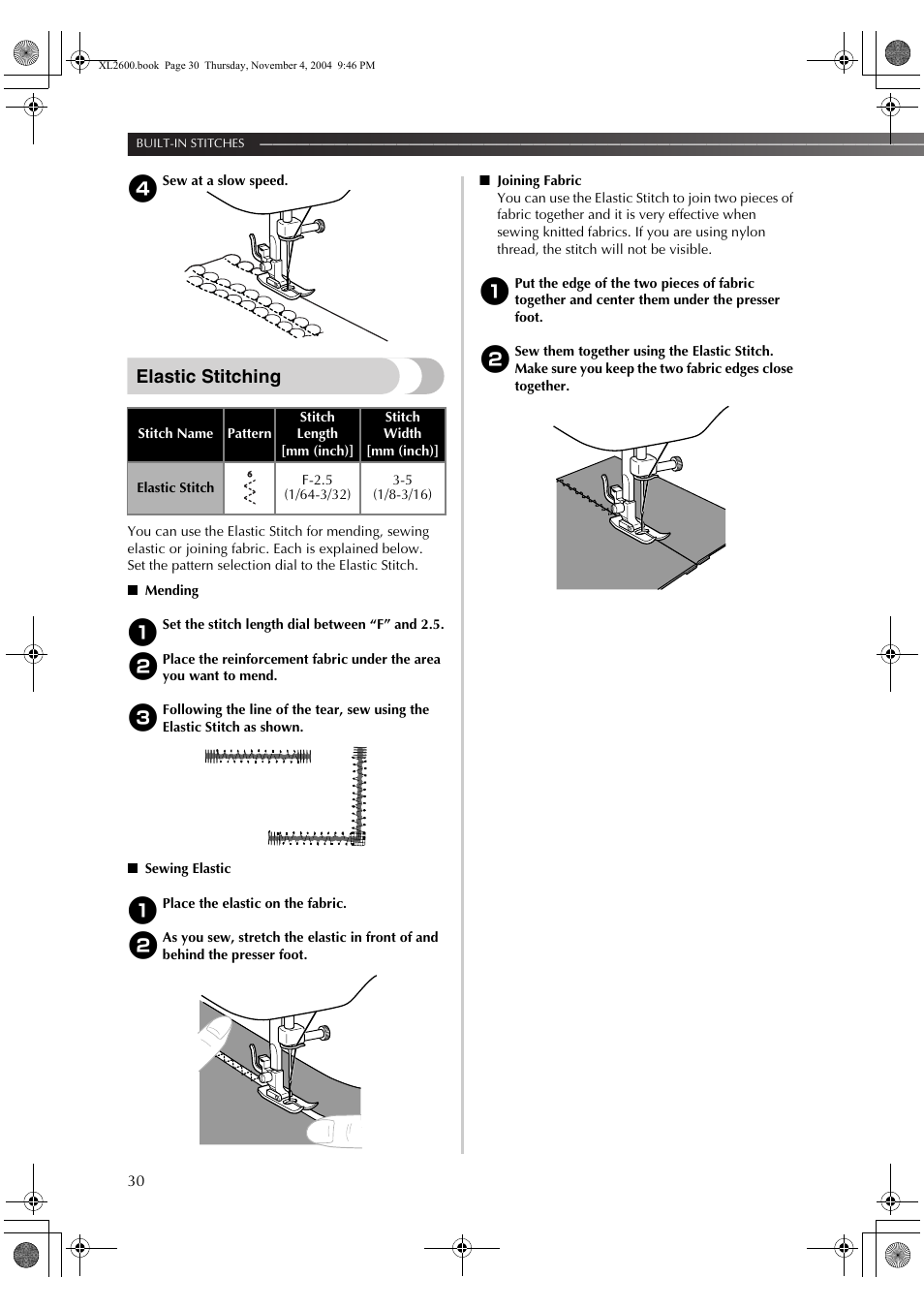 Elastic stitching | Brother XL-3500 User Manual | Page 32 / 51