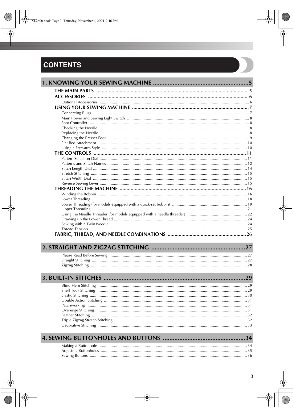 Brother XL-3500 User Manual | Page 5 / 51